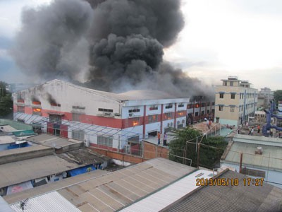 The scene of the fire at the Song Than Industrial Zone in Binh Duong Province (Photo: SGGP)